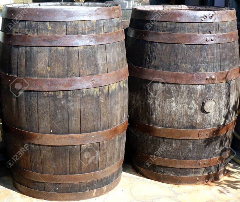 Vintage Oak barrels available from the Joys Events team
